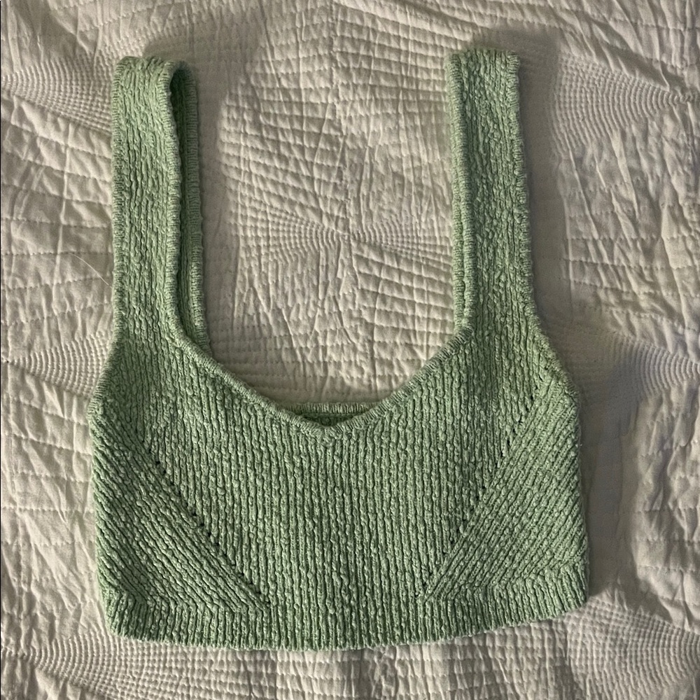 Urban Outfitters Mint Green Textured Crop Top